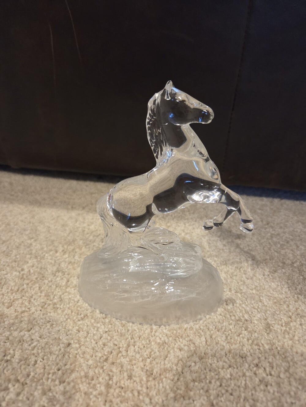 Cristal d'Arques Lead Cristal Rearing Horse Sculpture